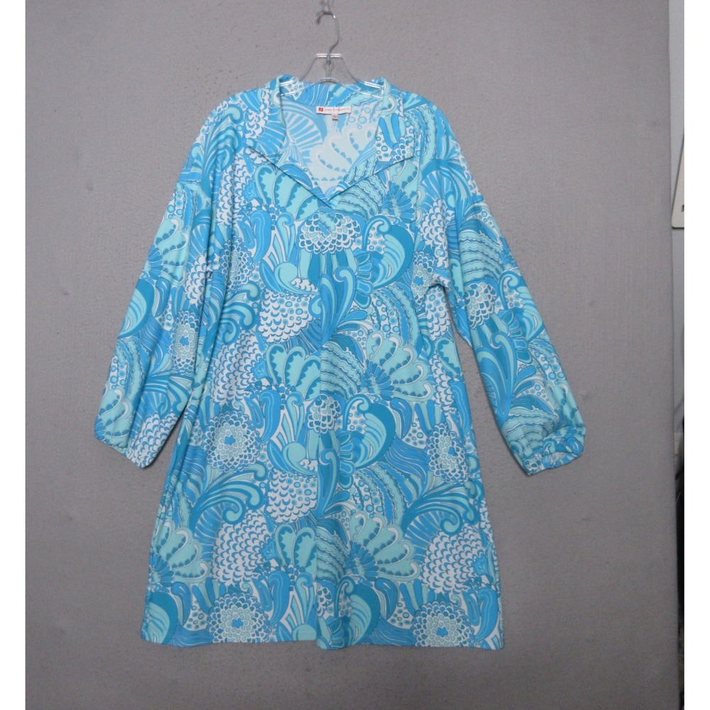 Jude Connally Florence Dress Large Enchanted‎ Sea Aqua Print Resort Vacation USA